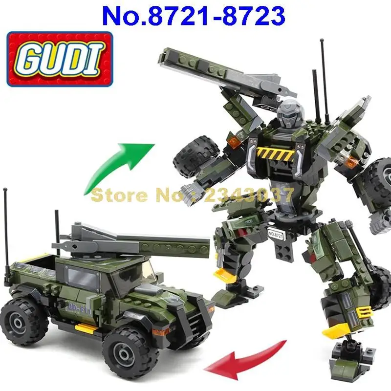 Gudi 8721 8723 311 ~ 366 шт. робот трансформер 3in1 автомобиль войны установка Chariot