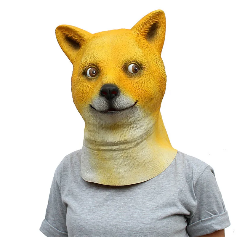 Shiba Inu Жуткая Лошадь Единорог собака латексные маски животных вечерние орангутанг лошадь коала голубь животное маска Хэллоуин маскарад маска смешная - Цвет: Shiba Inu