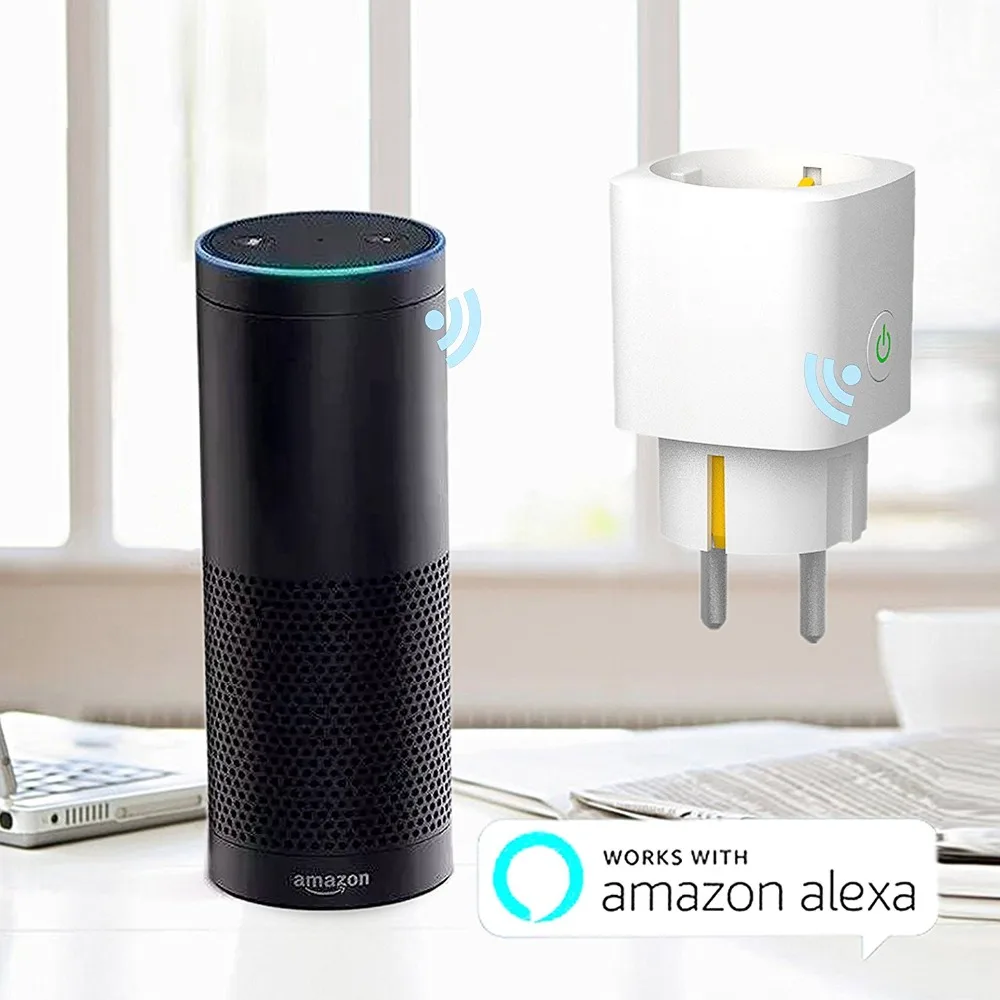 Wi-Fi умная розетка с ЕС контрольная розетка таймер розетка 16А мониторинг энергии Голосовое управление работает с Alexa и Google home