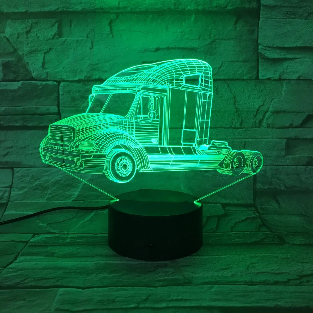 Тяжелых грузовиков 3D ночной Светильник автомобильная лампа USB 7 цветов Изменение
