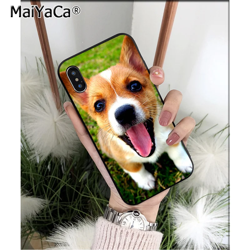Мягкий силиконовый чехол для телефона MaiYaCa Animal Corgi dog из ТПУ Apple iPhone 8 7 6 6S Plus X XS MAX 5 5S