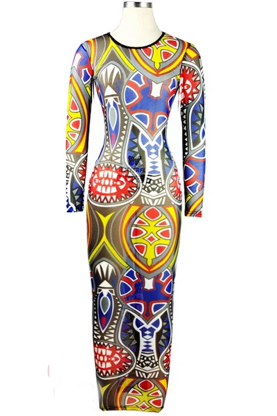 Новинка 2017 сексуальное женское платье макси в сеточку с принтом виде татуировок