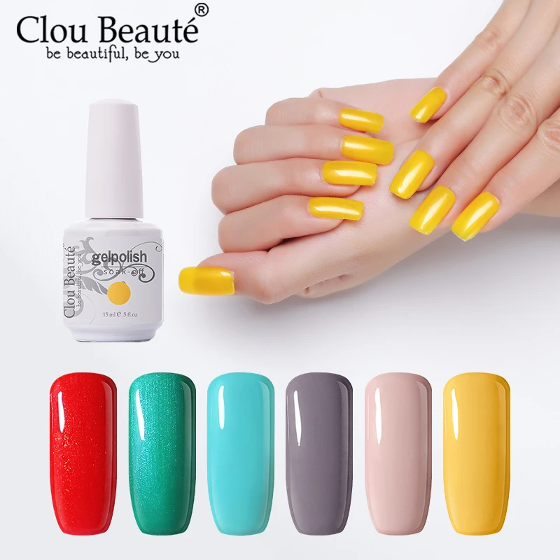Гель лак Clou Beaute для ногтей телесный розовый красный отмачиваемый УФ 47 цветов
