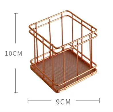 Pen holder Square NOOLIM нордическая 4 размера розовая Золотая железная ручка карандаш корзина для хранения кухня ванная комната держатель для хранения косметики Настольный Органайзер - Цвет: Pen holder Square