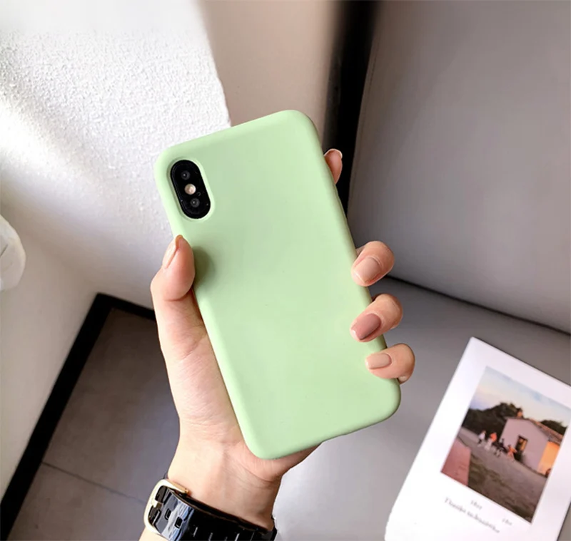Чистый цвет для IPhone X Xs XR Max защитный чехол мобильного телефона iPhone7 8 6s Plus Pinky color