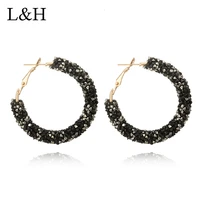 luxury rhinestone crystal big round circle hoop earrings for women shiny statement wedding party jewelry boucle doreille