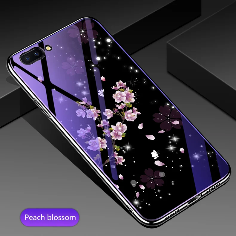 Чехол 5,9" стеклянный чехол для телефона huawei Honor V10 View 10 BKL-L09 чехол s Покрытие синий светильник роскошный стеклянный чехол Fundas Capa - Цвет: Peach blossom