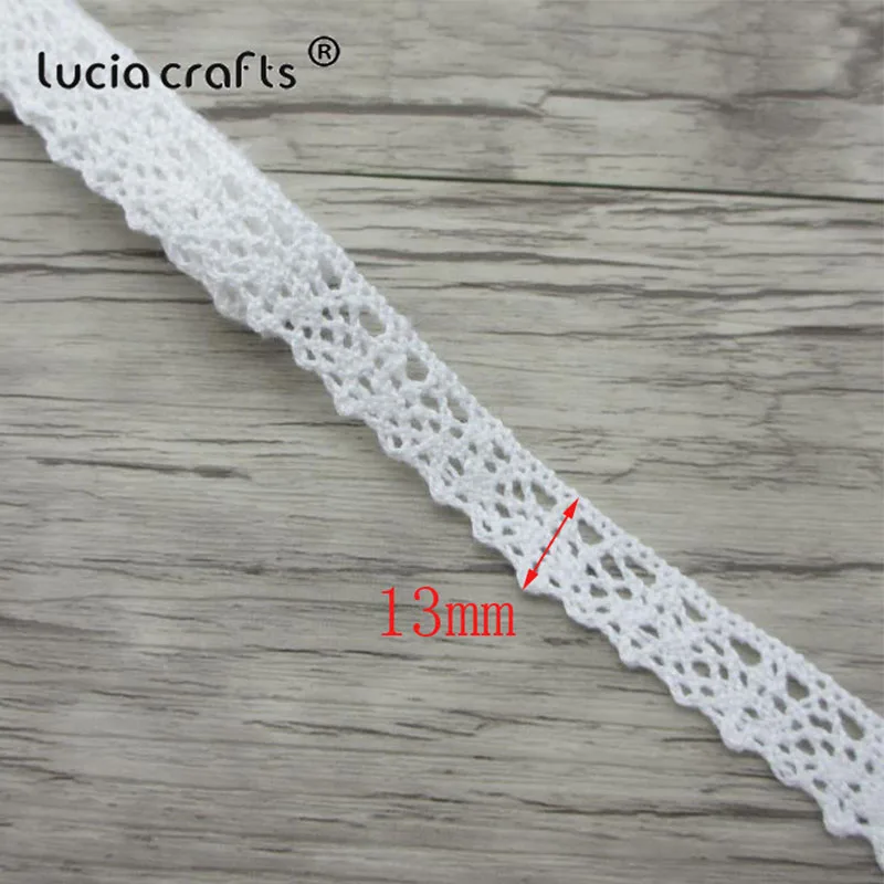 white12 13mm 2y Lucia crafts, 2 ярдов/партия, белая хлопковая кружевная ткань, вышитая сетка, кружевная отделка, ленты, рукоделие, шитье, сделай сам, украшение, N0203 - Цвет: white12 13mm 2y