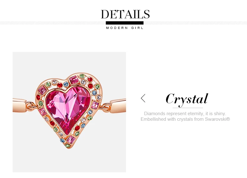 CDE женский золотой браслет украшенный кристаллами от Swarovski Сердце радуги регулируемые браслеты розовое золото ювелирный подарок