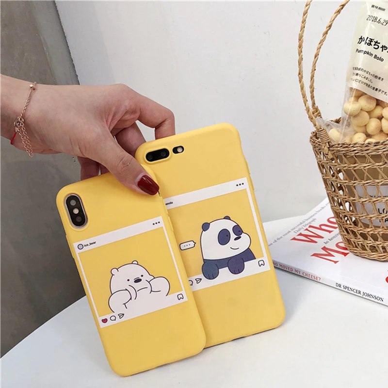 Чехол для телефона Ottwn для iphone 11 Pro Max X XS Max XR 5 5S SE 6 6S 7 8 Plus Мягкий ТПУ каваи медведь панда узор желтый чехол s