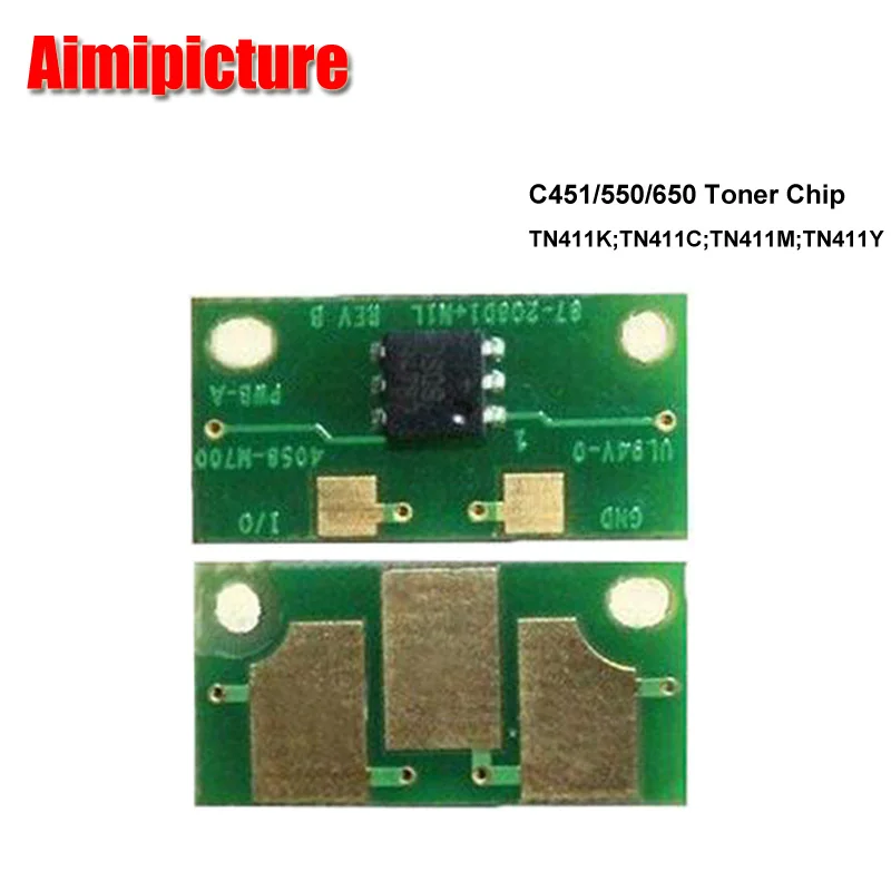 TN411 тонер чип C451 C550 C650 BK C M Y для Konica Minolta bizhub сброса картриджа с тонером 1 комплект