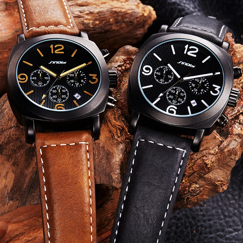 Мужские кварцевые часы с кожаным ремешком на ремешке|watch brand|watch brand menwatch f |