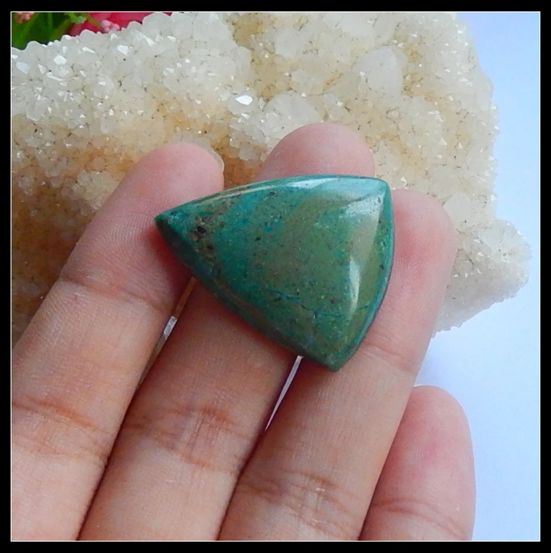 Sale 1Pcs Natural Stone Blue Opal Gemstone Triangle Cabochon 29x24x7mm 5.3g