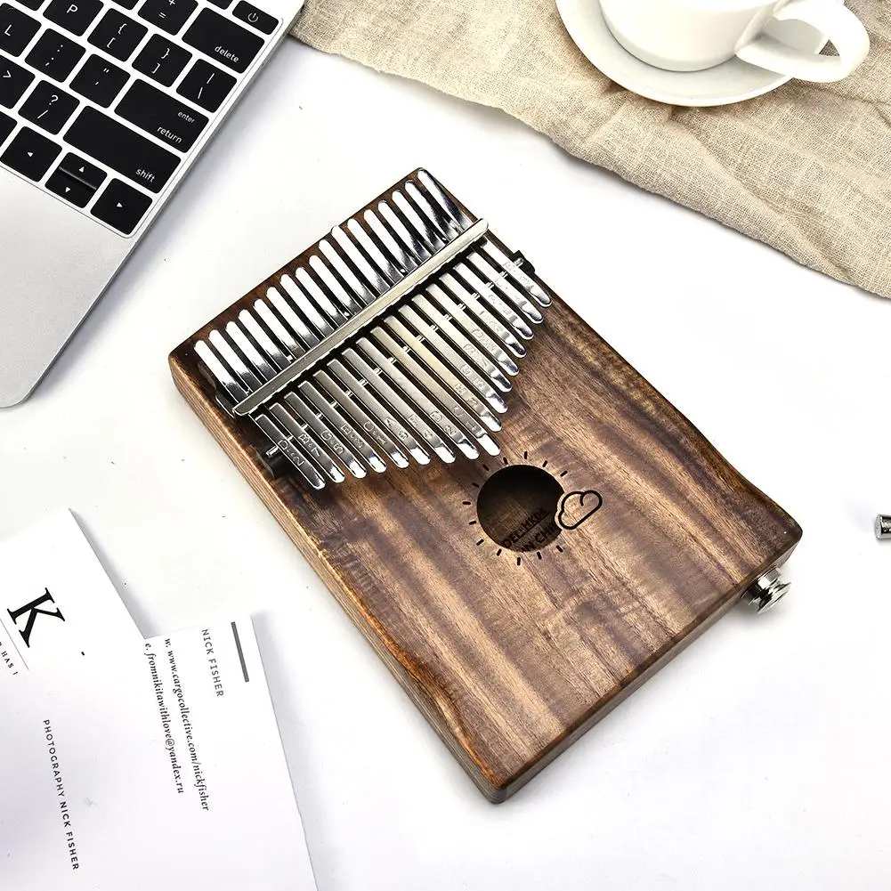 New 17 Keys EQ kalimba Solid Acacia Thumb Piano Link Speaker Electric Pickup with Bag Cable Calimba Mbira Keyboard Instrument | Спорт и