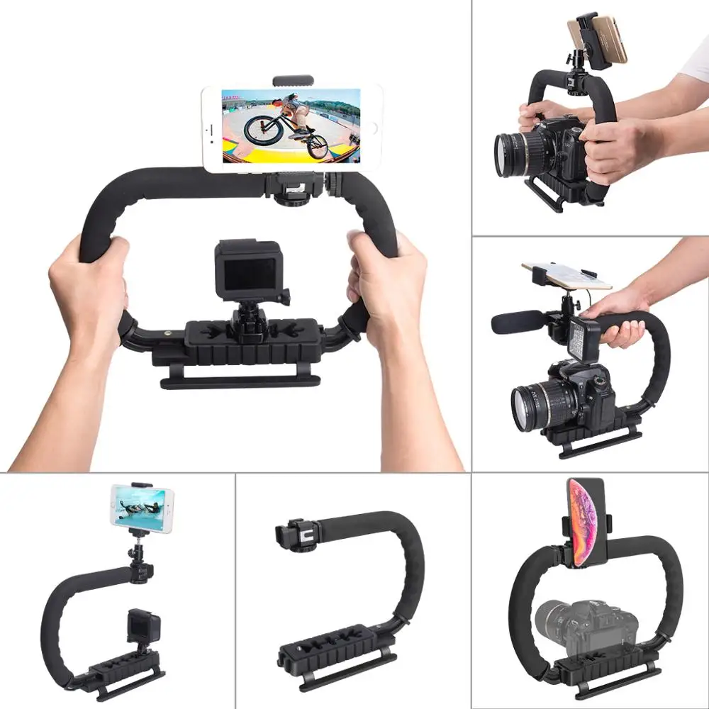 Действий Камера мобильный стабилизатор с Форма двойная ручка держатель Штатив