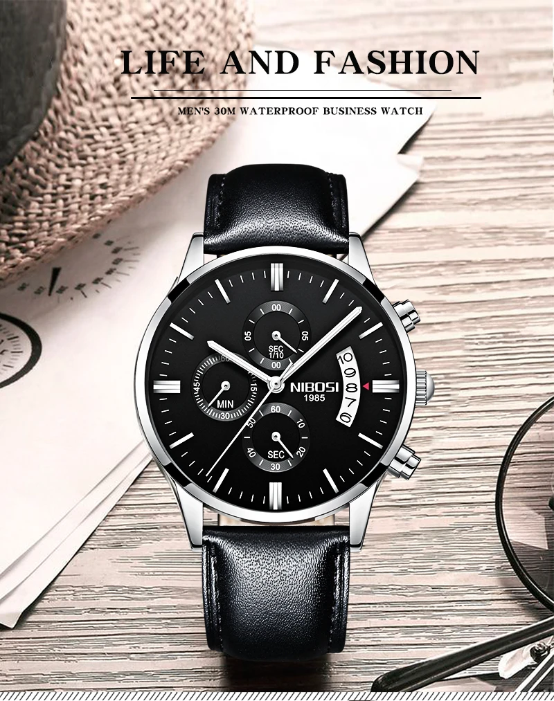 Relogio Masculino Esportivo NIBOSI мужские часы модные с кожаным ремешком и сеткой из нержавеющей стали военные спортивные часы Saat