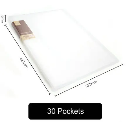30 Pockets 20 Вт, 30 Вт, 40/60 Карманы школьная буклет A3 прозрачный файл Органайзер ПВХ чехла-книжки офисный органайзер для документов - Цвет: 30 Pockets