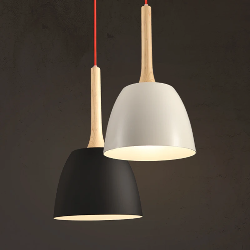Деревянный подвесной светильник в североевропейском стиле черно белый