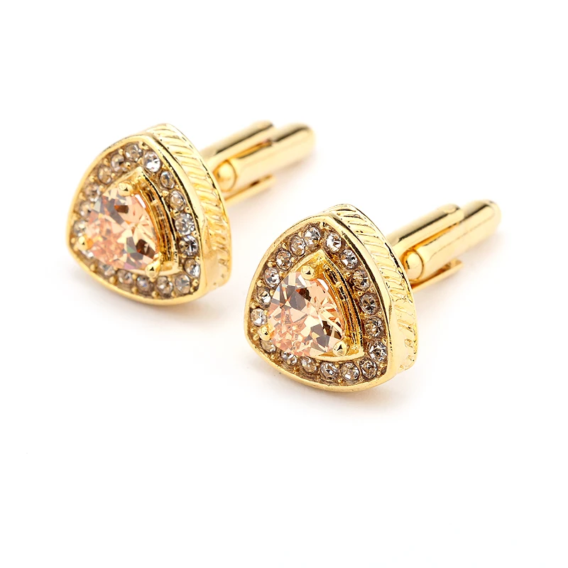 Элегантные треугольные запонки с подвеской полностью из кристаллов золотого и