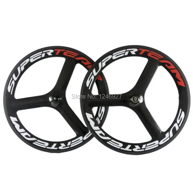3 Spoke Wheel Clincher Tubular Carbon Wheel Superteam Tri Spoke Wheels Carbon Wheelset For Road Bike