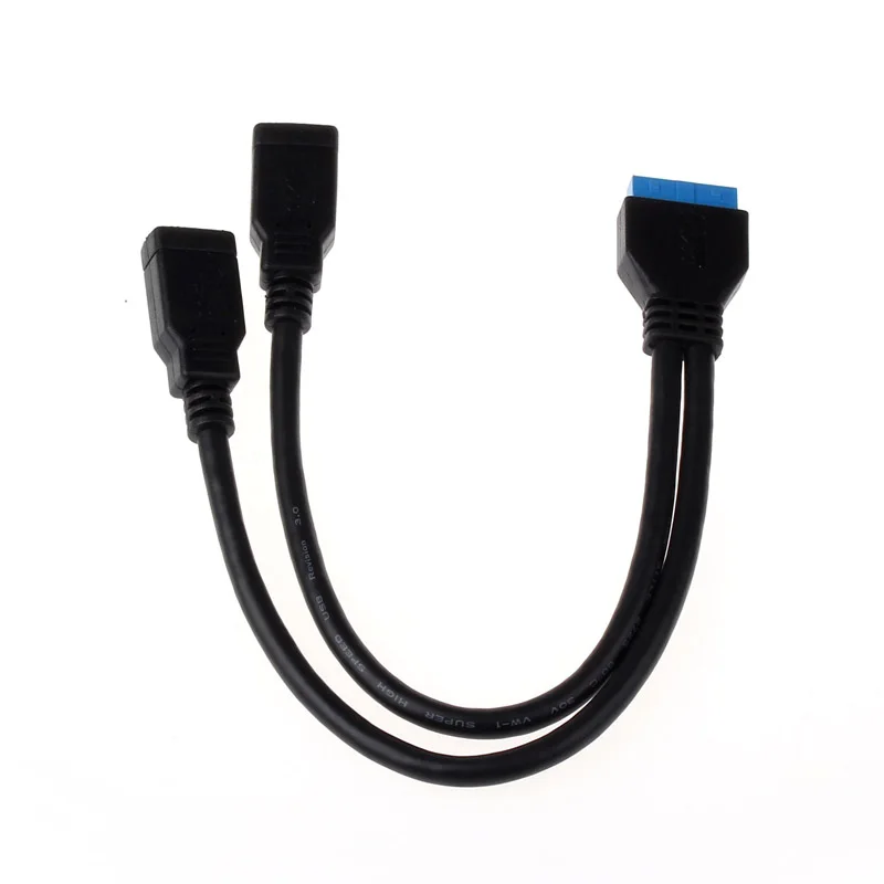 Фото Кабель-удлинитель с 2 разъемами USB 3,0 (Female) на 20-контактный разъем для материнской платы, XS7329, дропшиппинг №2