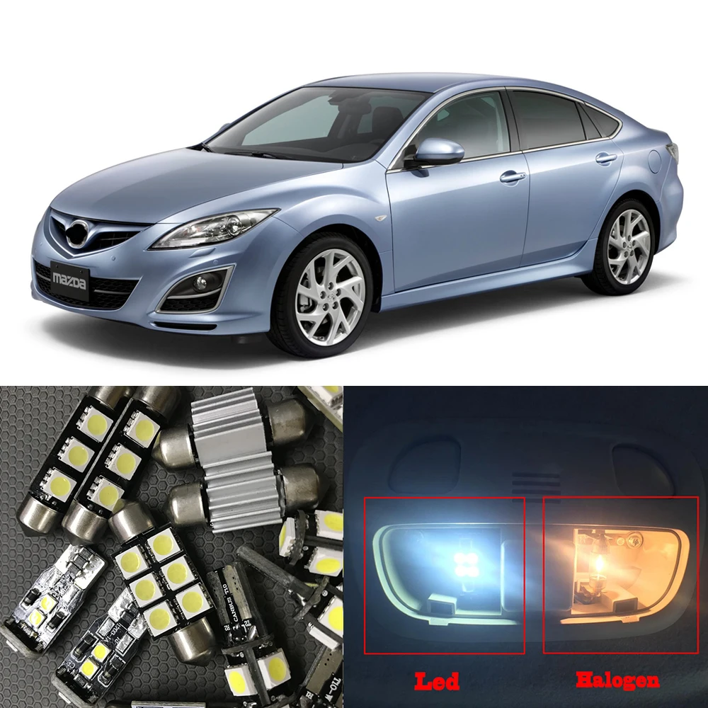Набор из 12 ксеноновых белых светодиодных лампочек комплект для салона Mazda 6 2009 2010