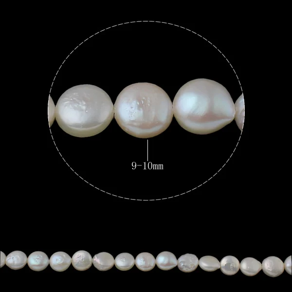 

YYW Coin Cultured Freshwater Pearl Beads,Designer, natural, white, 9-10mm, Hole:Approx 0.8mm, Sold Per Approx 15.3 Inch Strand