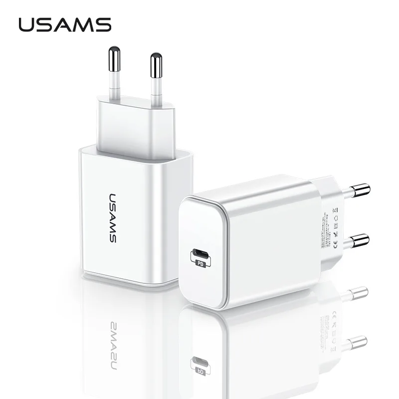 USAMS 18W PD Fast Charger USB 3.0 usb Type C Adapter for iPhone 8 X XS EU Plug Travel Wall Mobile Phones | Мобильные телефоны и
