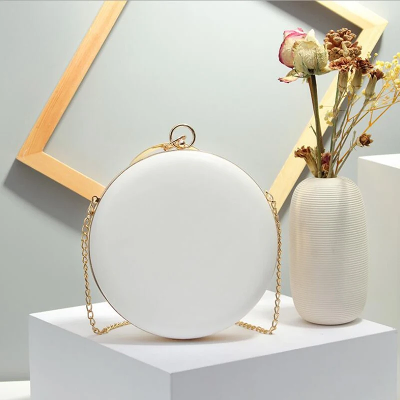 Женская сумка-клатч круглая вечерняя сумочка с искусственным жемчугом и цветами