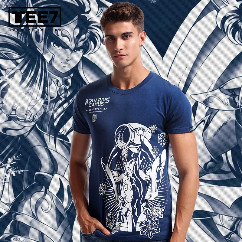 TEE7 Для мужчин футболка для мальчика аниме Saint Seiya Водолей футболки Высокое