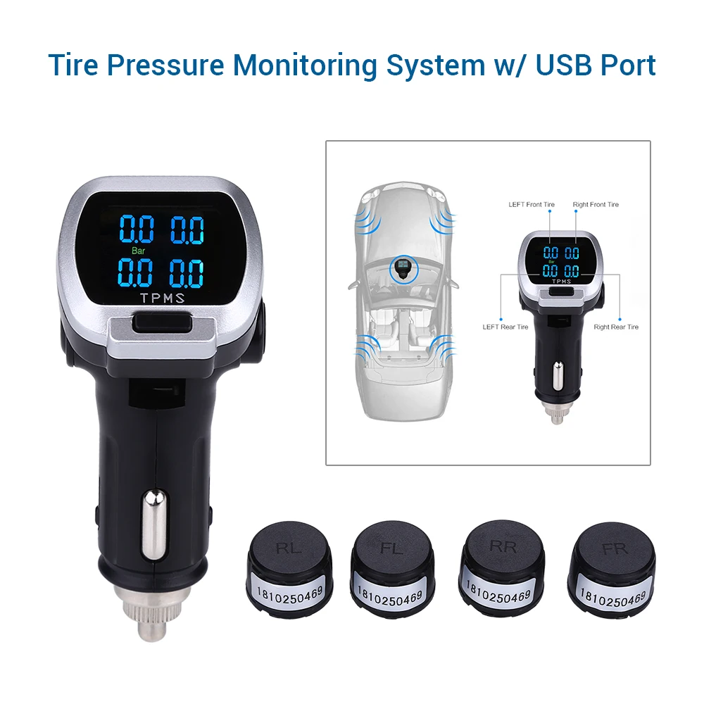 Умный автомобиль TPMS система контроля давления в шинах прикуриватель цифровой