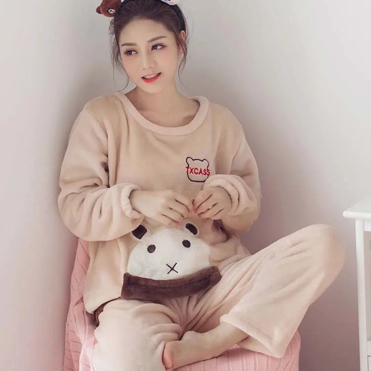 JINUO фланелевые пижамы с мультяшными животными одежда для сна бархатная