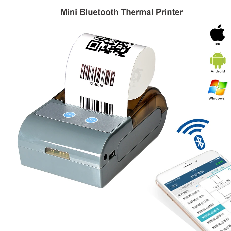Портативный Bluetooth Термопринтер для чеков Карманный принтер POS термопринтер