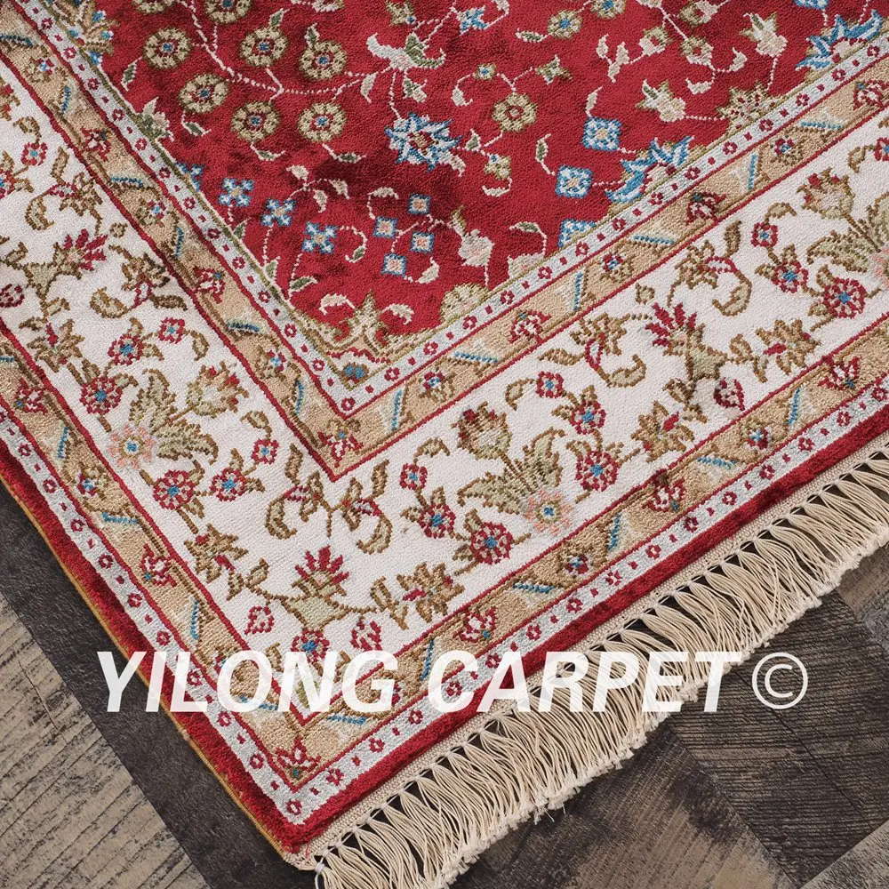YILONG 2 5 'x 4' персидский шелковый ковер красный изысканный ручной УЗЕЛКОВЫЙ