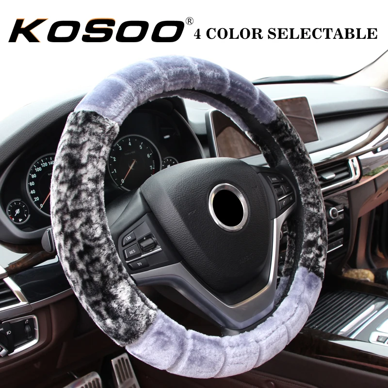 Автомобильные толстые плюшевые чехлы на руль KOSOO 38 см удобные универсальные