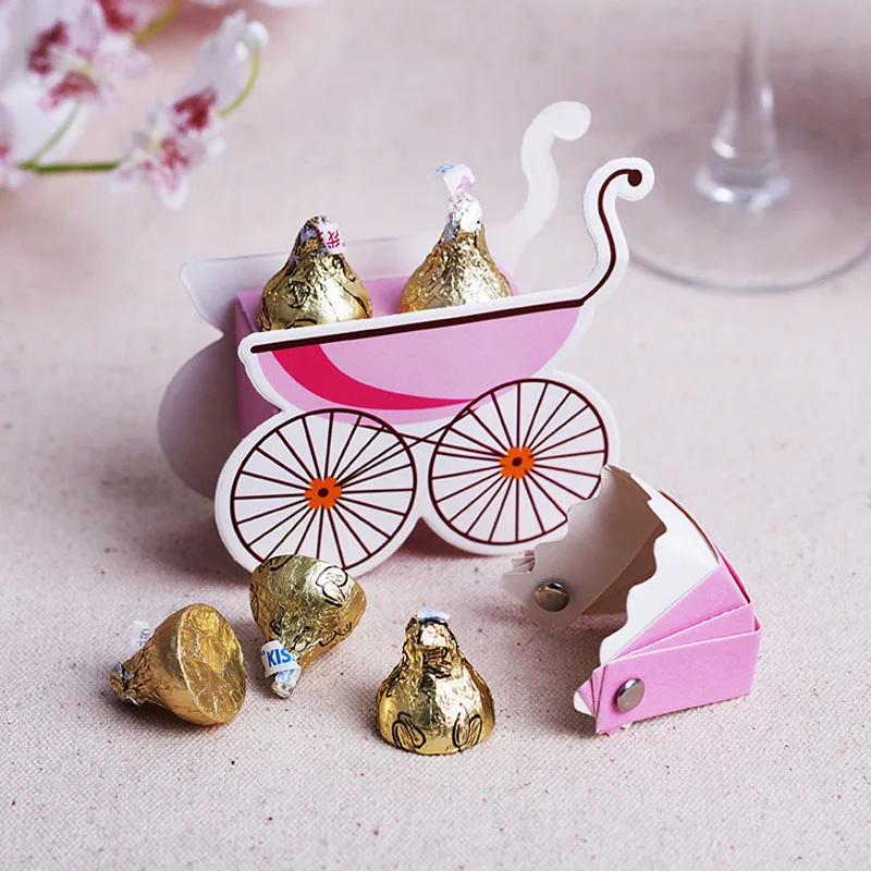 100 шт. Бумага коробки конфеты в форме Коляски Baby Shower Дети пользу День рождения