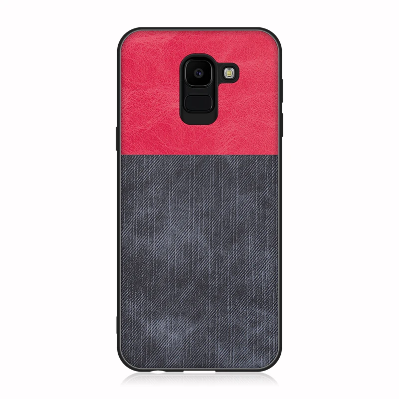 Shockproof Business Back Full Cover For Samsung J8 J6 J4 Plus 2018 J7 J5 J3 Denim Fabric Splice Soft Silicone Edge Case estojo |