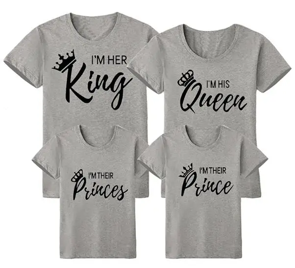 Король Королева пары Футболка с принтом короны Смешные Топы 2019 летняя одинаковая