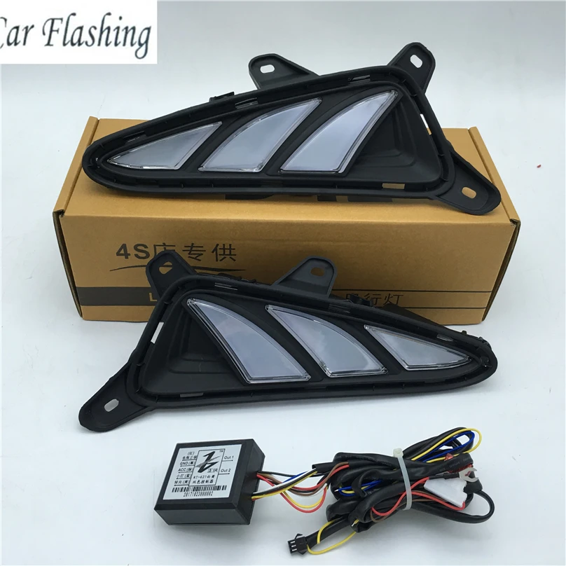 CSGJMY 2 шт. Для TOYOTA C-HR CHR 2016 2017 2018 2019 LED желтый сигнал поворота и стиль затемнения отражателя дневного света DRL включен.