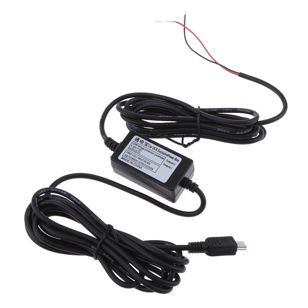 Автомобильный видеорегистратор с жестким проводом 12/24 В до 5 1.5A мини USB Stright