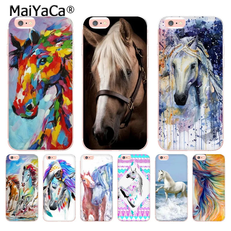 Акварель лошадь бегущего коня Чехол для мобильного телефона iphone 12 11 Pro Max 8 7 6 Plus X 5