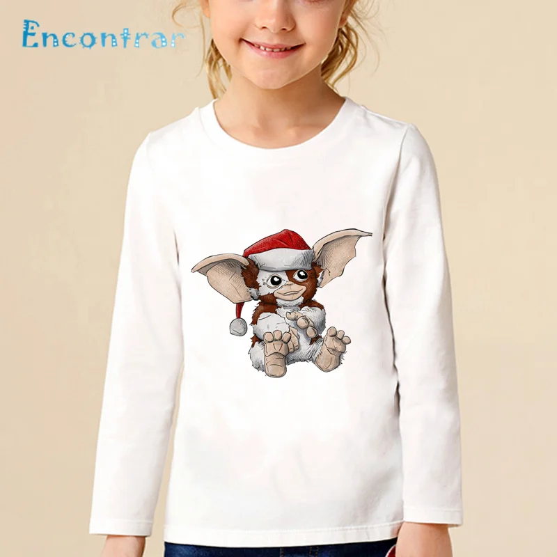 white-E Детская футболка с принтом «Gremlins Gizmo» детские забавные повседневные топы для мальчиков и девочек, Милая футболка с длинными рукавами для малышей LKP5170 - Цвет: white-E