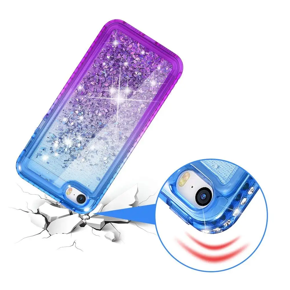 Gradient Quicksand Phone Case for iPhone 5S SE 5 Glitter Bling Protective Cover TPU Liquid Sparkle Girl | Мобильные телефоны и