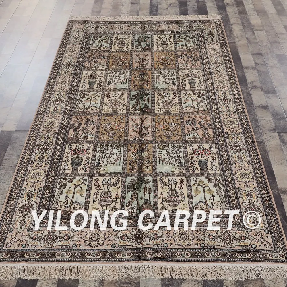 YILONG 5 'x 8' Цветочные четыре сезона персидский Прочный Шелковый ковер ценное