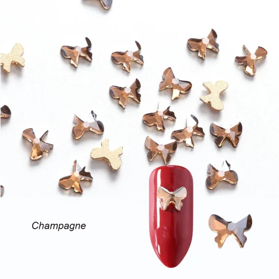 Champagne 10 шт. Бабочка Дизайн ногтей Стразы пришивные АВ цвет блестящий Cystal украшения для ногтей 3D Камни DIY очаровательные аксессуары для ногтей TR866 - Цвет: Champagne