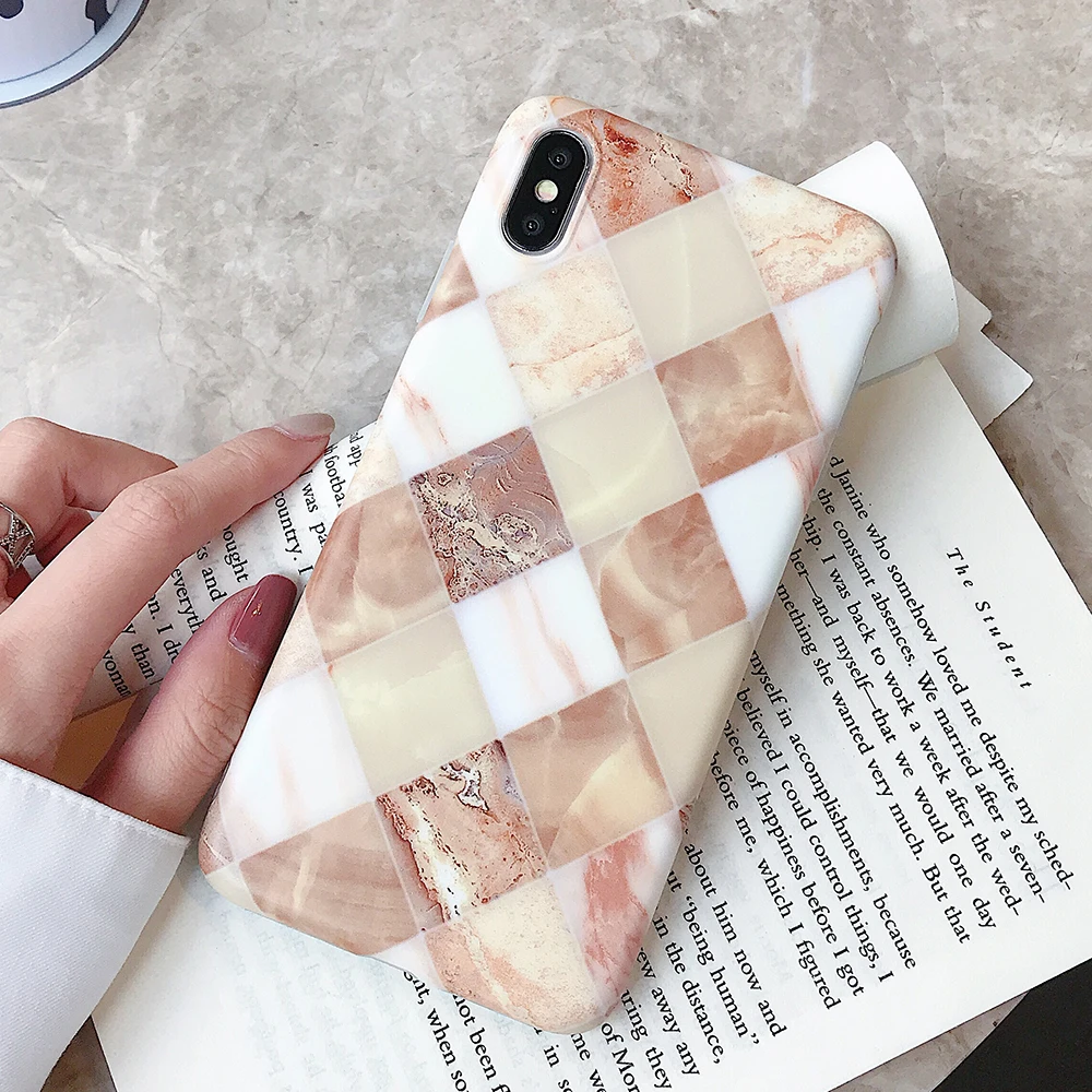 Geometrical Marble Design TPU Cover Case for iPhone 7 8 Plus X XR Xs Anti-Scratch Anti-Finger Mobile Phone Accessories |