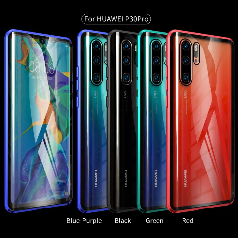 Передний+ задний прозрачный магнитный металлический чехол из стекла для huawei P30 P20 mate 20 Pro Honor 20 Pro 20i V20 Nova 4 3i 3 5 Pro 5i Full Cover