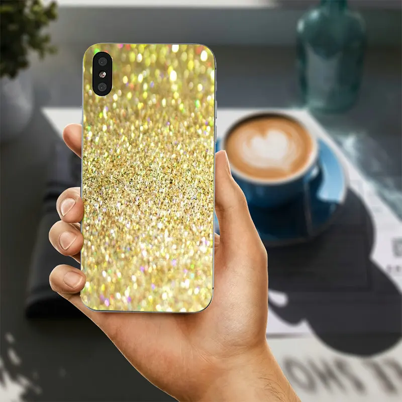 Горячая Искра Блеск золота Bling Мягкий ТПУ Силиконовые случаи мобильного телефона