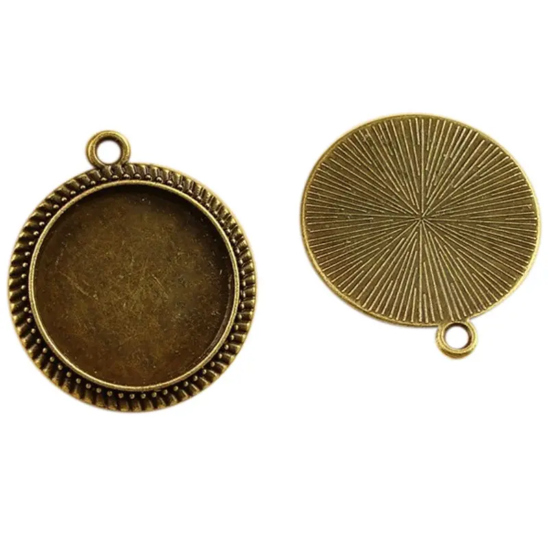 10pcs 20mm Beads Point Pendant Blanks Base Setting Tray Zinc Alloy for Glass Gem Cameo Cabochons Diy Jewelry accessories
