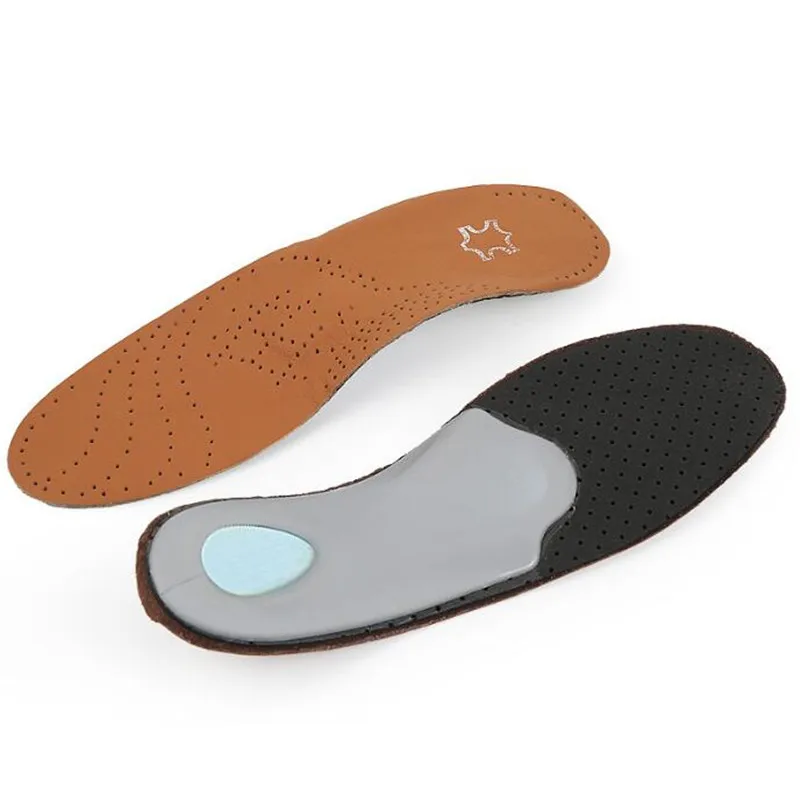 Унисекс Премиум кожаный ортопедические плоскостопие стельки для обуви высокий